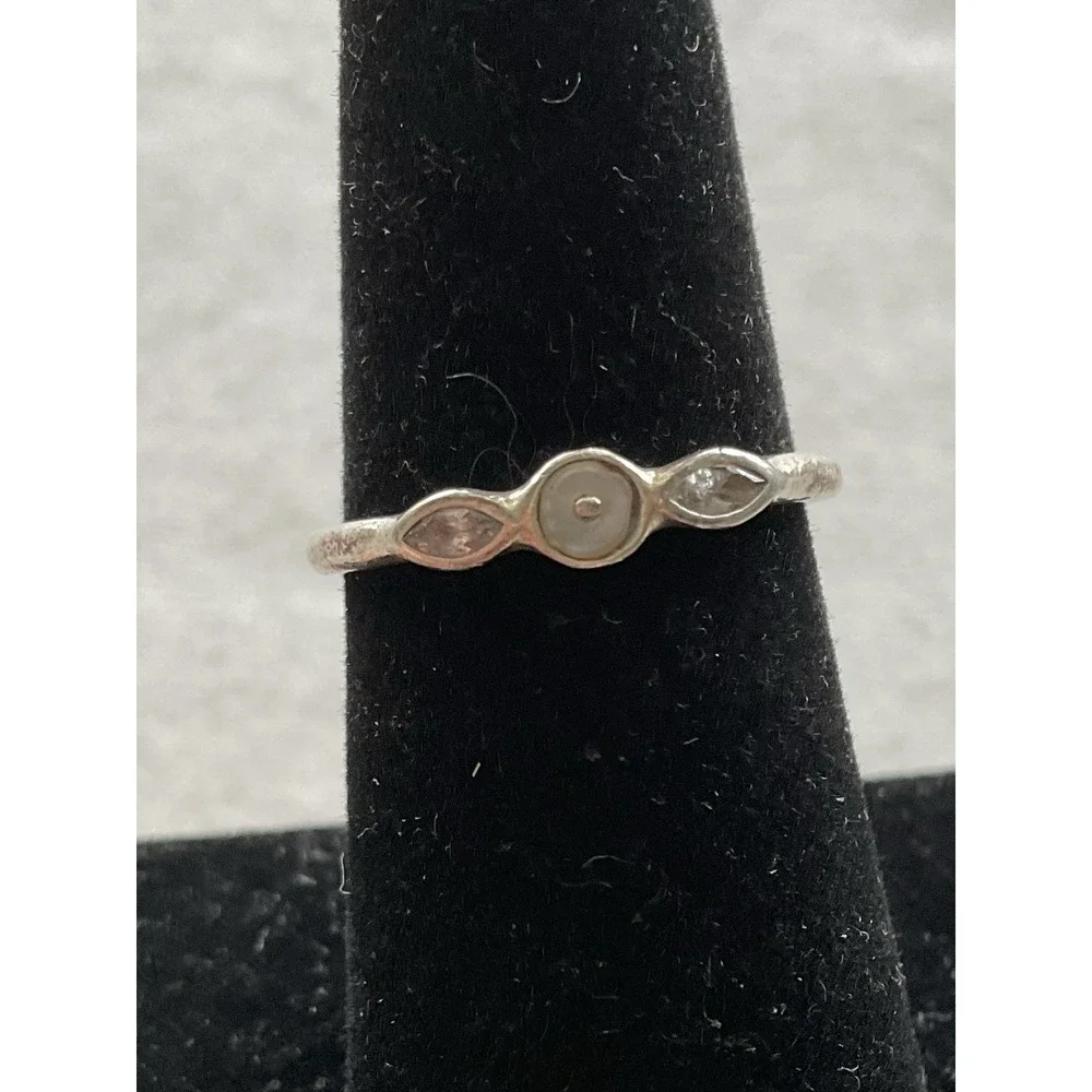 Pandora ALE 925 Sterling Silver Ring Size 5.75 Clear Stones